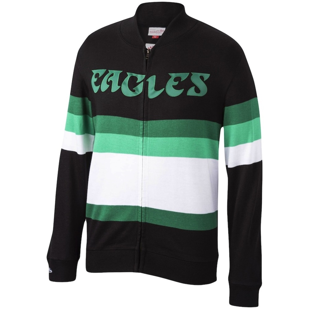 NWT- Philadelphia Eagles Mitchell & Ness Full-Zip Sweater - Black - 2XL